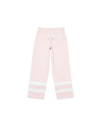 Pink Fleece Pants With Contrasting Color Bands