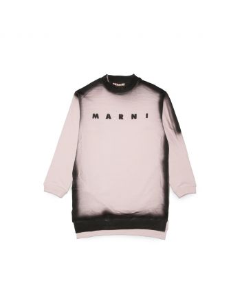 Pink Cotton Fleece Dress With Logo