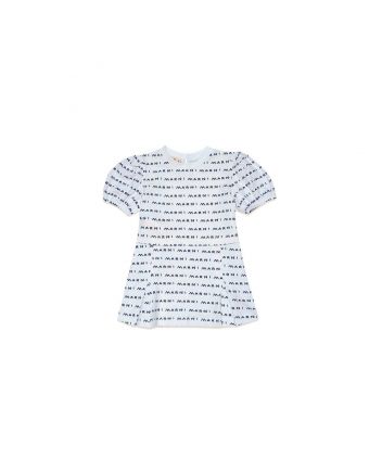 Girls White Jersey Dress With Handmade Allover Logo