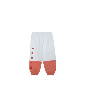Kids White Colour Block Effect Cotton Trousers