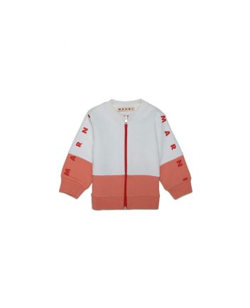 Kids White Cotton Jacket Colour Block Effect