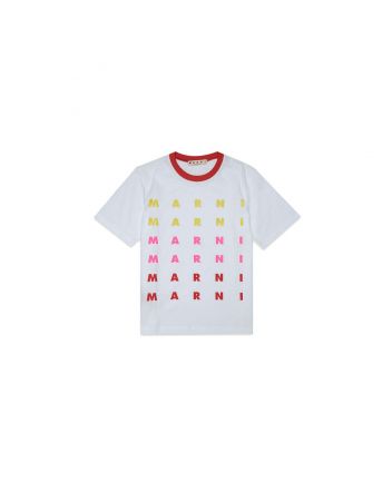 White Jersey T-Shirt With Multicoloured Logo