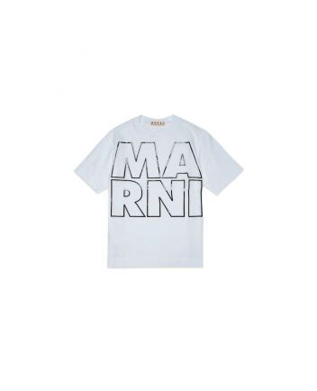 White T-Shirt In Jersey With Marni Logo