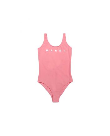Pink One-Piece Swimming Suit With Logo