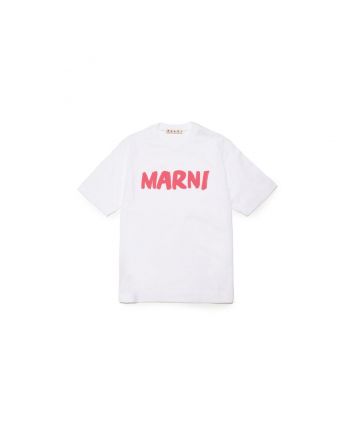 White Jersey T-Shirt With Marni Logo