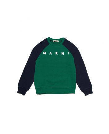 Kids Green and Blue Logo Print Sweatshirt