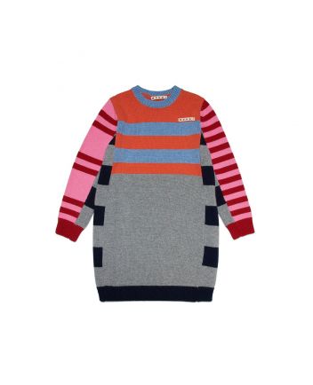 Girls Multi Colour-Block Knitted Dress