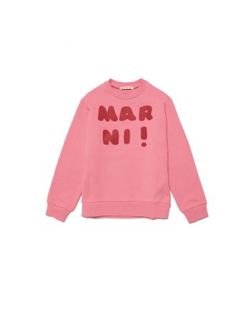 Kids Pink Cotton Logo Print Sweatshirt