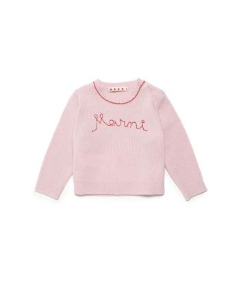 Girls Pink Wool-Cashmere Blend Sweater