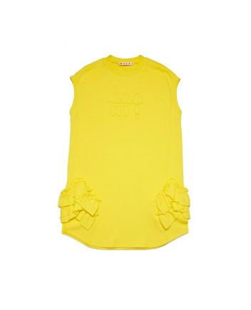 Girls Yellow Logo-Embroidered Dress