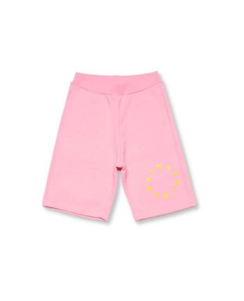 Unisex Pink Logo-Print Cotton Shorts