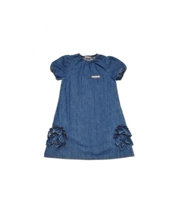 Girls Denim Blue Dress With Ruffles