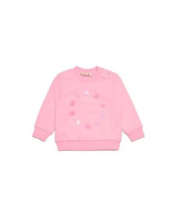 Baby Girls Pink Round Logo Crew-Neck Sweatshirt