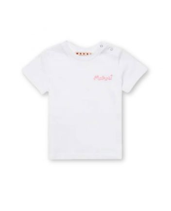 Baby Unisex White Chain Logo-Print T-shirt