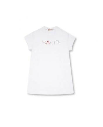 Girls White Fleece Dress With Baguette Logo