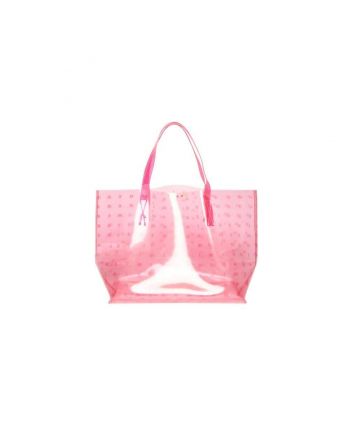 Girls Pink Logo Allover Transparent Hand Bag