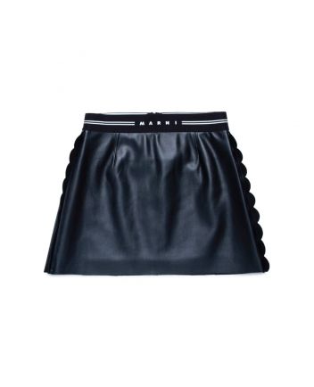 Girls Black Fake Leather Mini Skirt