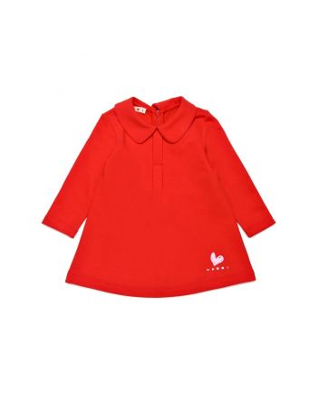 Baby Girls Red Fleece Dress With Collar