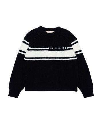 Unisex Black Wool-Blend Pullover Sweater