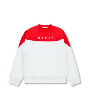 Boys White & Red Colour-Block Sweatshirt