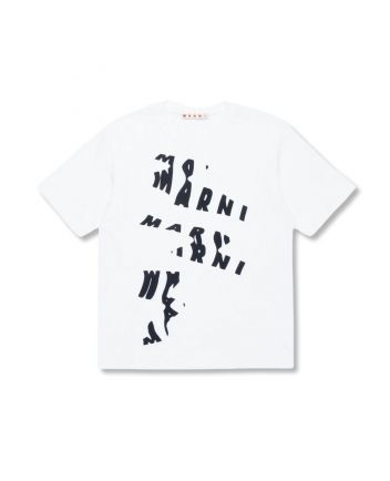 Unisex White Melted-Logo Cotton T-Shirt