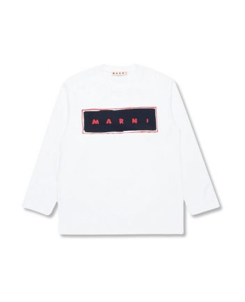 Unisex White Logo-Print Full Sleeves T-Shirt
