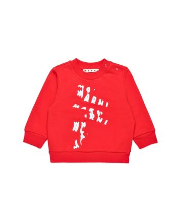 Baby Unisex Red Melted-Logo Sweatshirt