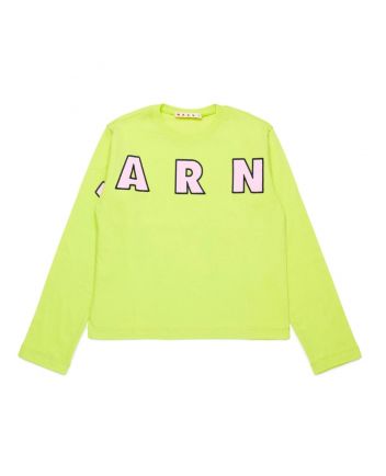 Girls Green Embroidered Logo Cotton T-Shirt