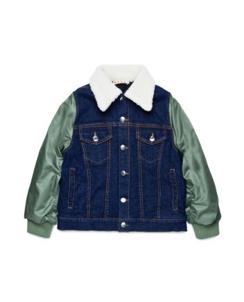 Boys Blue Denim Jacket With Bomber Sleeves