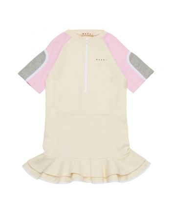 Girls Pink Ruffle-Hem Dress