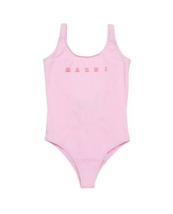 Girls Pink Logo-Print Swimsuit