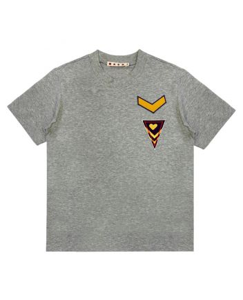 Boys Grey Patch-Details Cotton T-Shirt