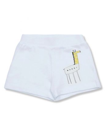 Baby Girls White Giraffe-Print Shorts