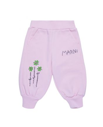 Baby Girls Pink Embroidered Flowers Jogger