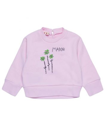 Baby Girls Pink Embroidered Flowers Sweatshirt