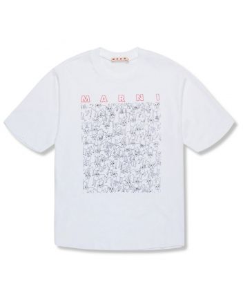 Unisex White Joy Logo Printed T-shirt