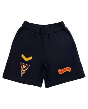 Boys Black Patch-Details Shorts