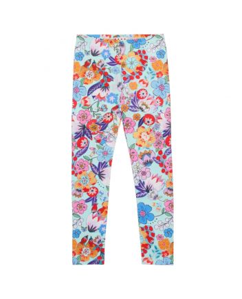 Girls Multi-Color Flower-Print Leggings