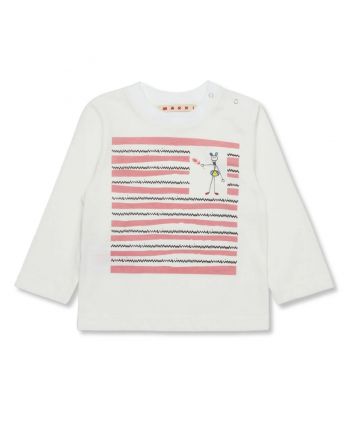 Baby Girls White Graphic-Print T-Shirts