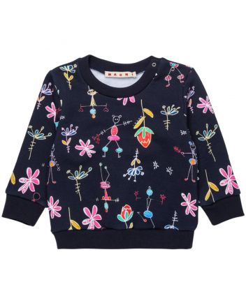 Baby Girl Blue Floral-Print Sweatshirts