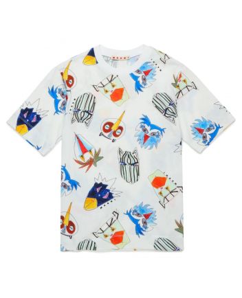 Unisex White Graphic-Print T-shirt