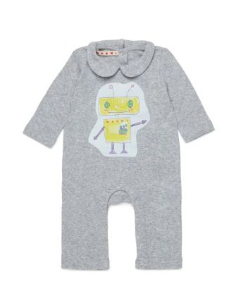 Baby Unisex Grey Graphic-Design Romper