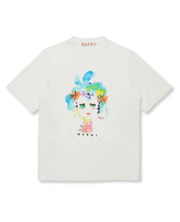 Girls Ivory Sequin Portrait Art T-shirt