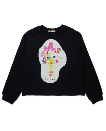Girls Black Sequin Face Art Sweatshirt
