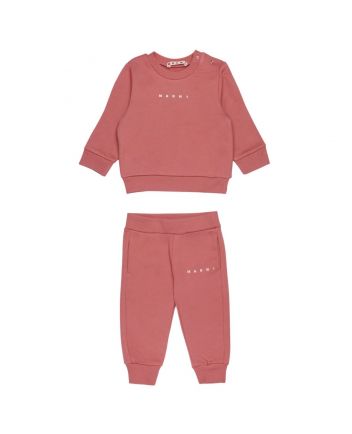 Baby Unisex Pink Logo-Embroidered Tracksuit