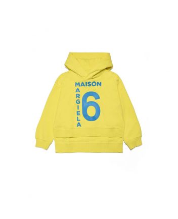 Yellow hooded sweatshirt with front logo