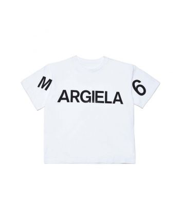 White T-Shirt With Margiela 6 Displaced Logo