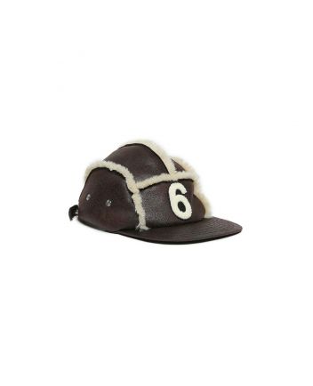 Brown faux shearling baseball cap