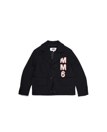 Black techno wool jacket with lapels