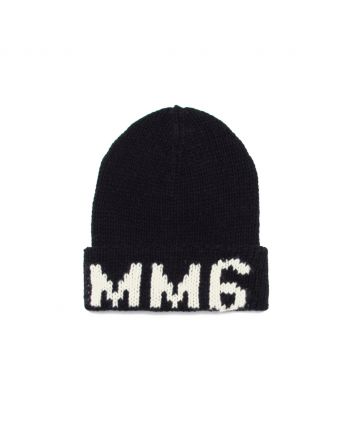 Black wool blend beanie with MM6 detail